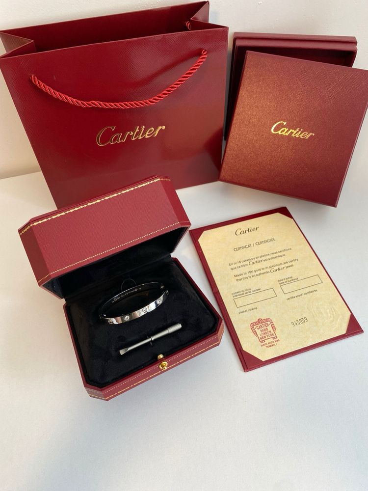 Brățară Cartier Love - unisex - 19 White Gold 750 Diamond Full Box