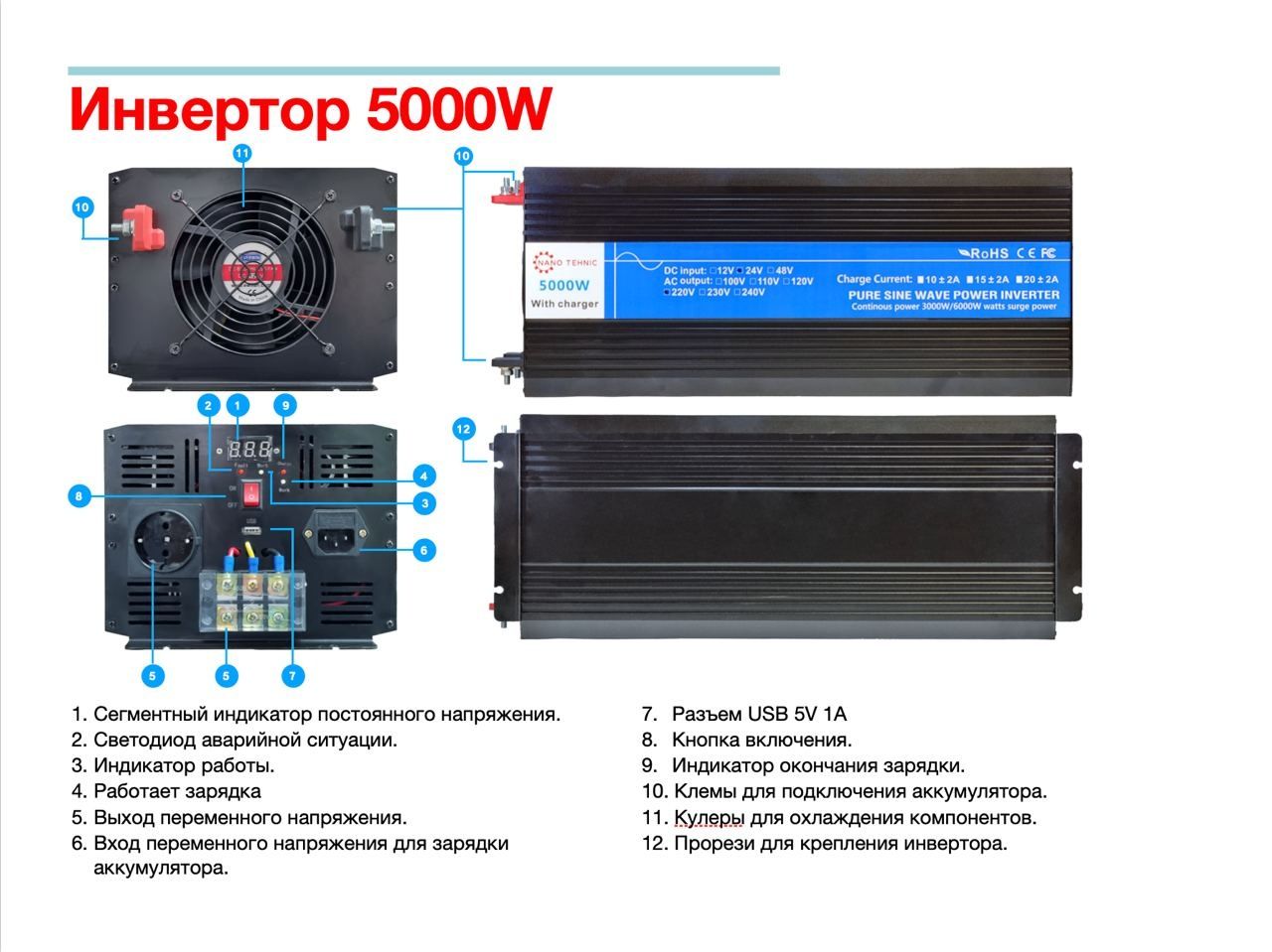 Автомобильный инвертор 5000w