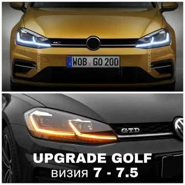 LED Фарове vw golf 7 GTI , GTD червена линия . Лед фарове голф седем