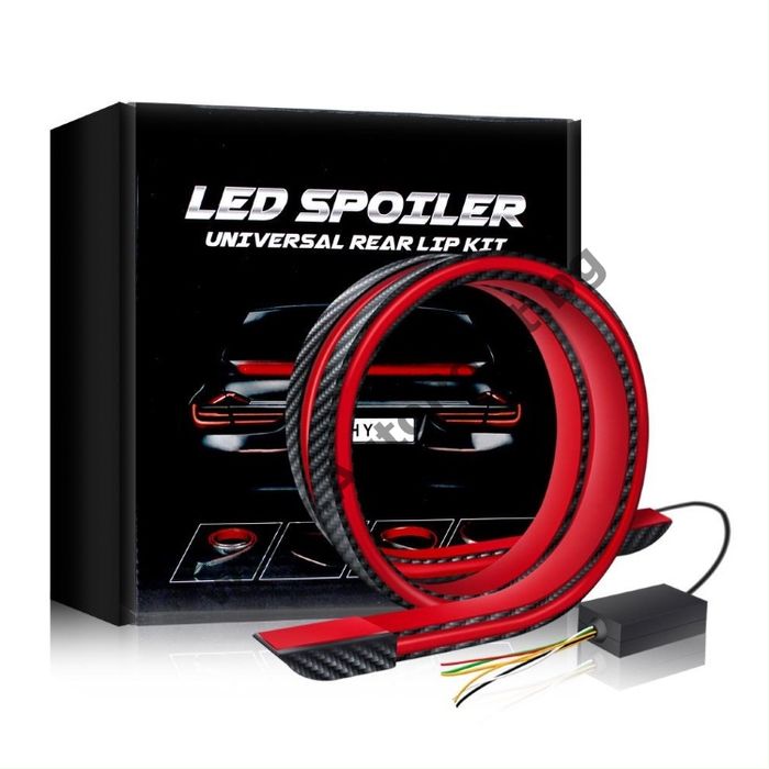Универсален Карбонов LED Спойлер ЛЕД Лип Светещ Трети Стоп Габарит