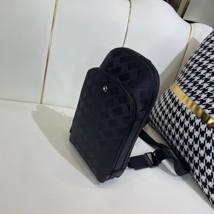 Montblanc medium on-body bag leather -черна кожена чанта