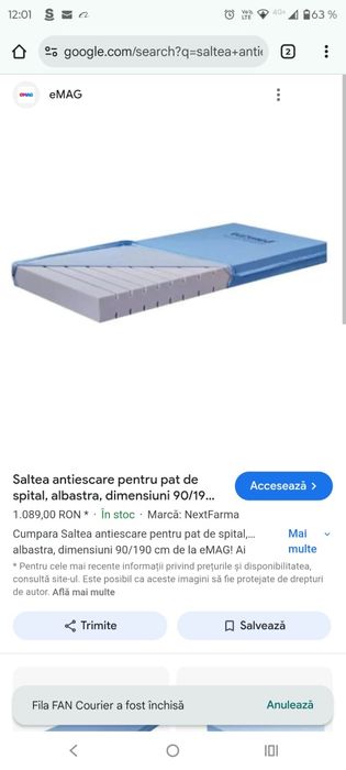 Saltea anti escare noua 90*200 noua nefolosita