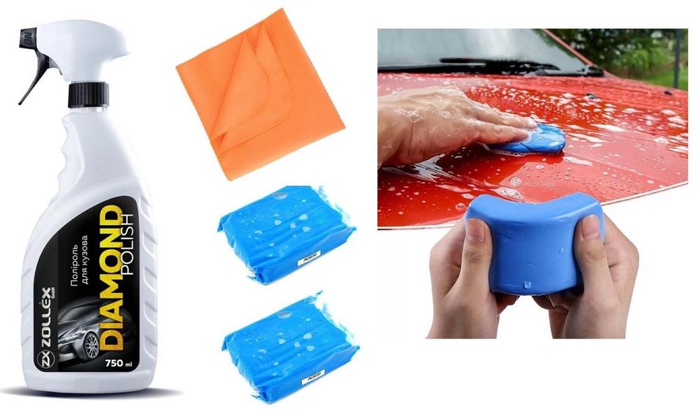 комплект за почистване с клей/глинени барове - zollex clay bar