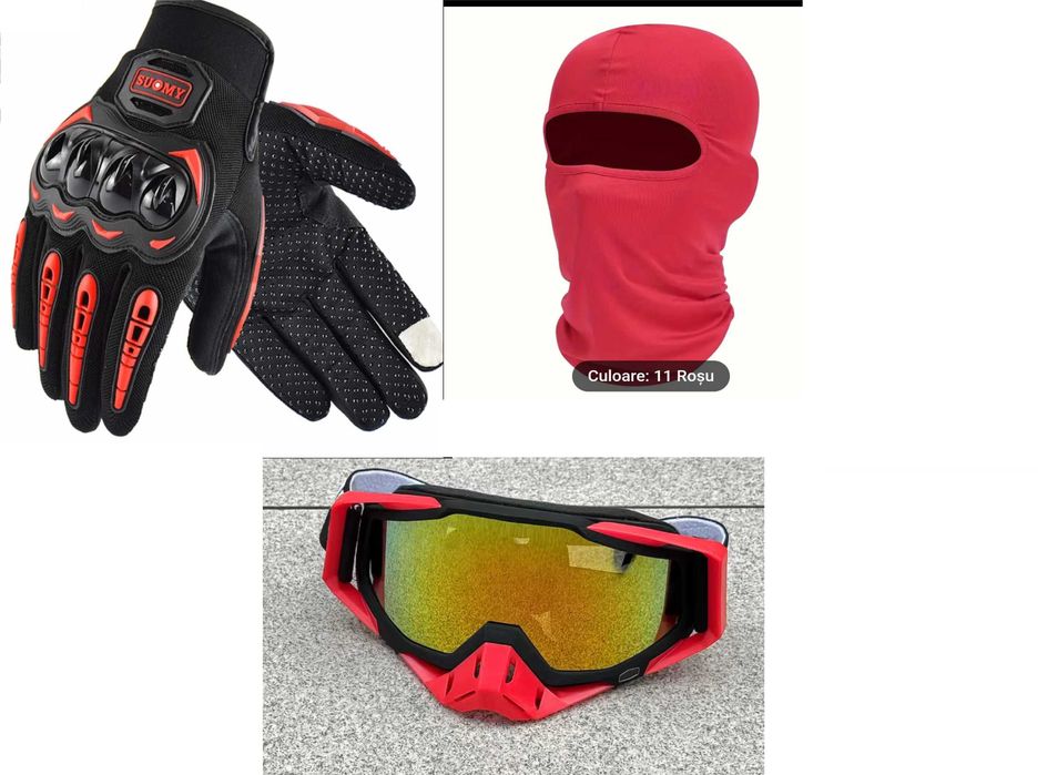 Set accesorii off road-atv-enduro:Cagula+Ochelari+Manusi