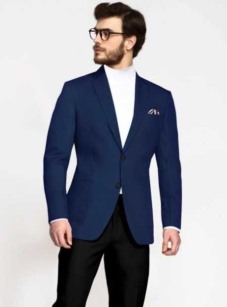Sacou blazer slim 40 L lana Massimo Dutti NOU super 120's navy royal