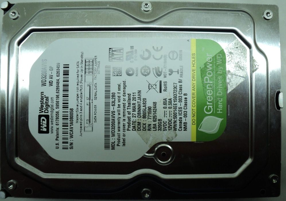 Hard Disk Sata 3,5" HDD-320 Gb Western WD3200AVVS-63L2B0 Refurbished