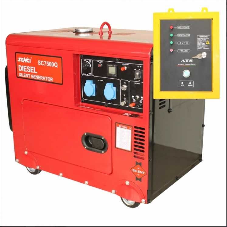 Дизелов монофазен генератор обезшумен SENCI SC-7500Q, 6 KVA, 18 л иATS