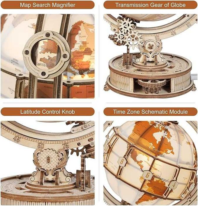 ROKR Luminous Globe 3D Yog‘och Puzzle / Chiroqli Globus