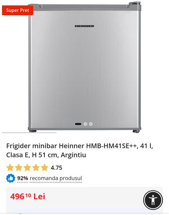 Vând frigider mini bar Heinner 41 litri nou (sigilat)