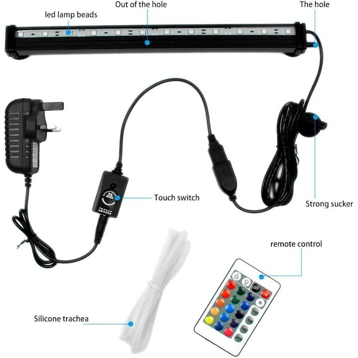 Осветление за аквариум, , LED, IP68, 23 см, черно
