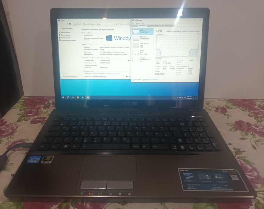 Laptop Asus i5-2410M, 8GB ram, Video Nvidia GT 540M, Stocare 240GB SSD