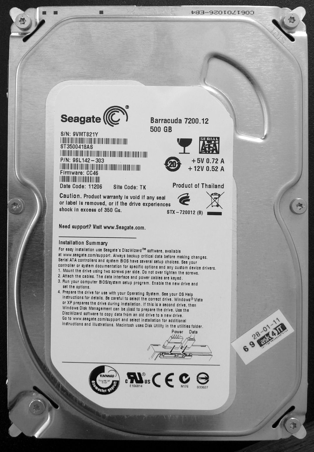 HDD SEAGATE ST3500418AS Barracuda 7200rpm