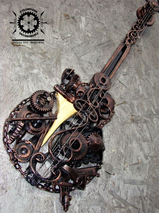 Chitara sau vioara STEAMPUNK, decor stil industrial.