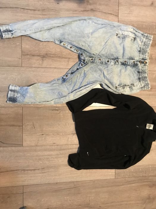 vand salopeta, blugi, fular, cardigan