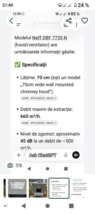 Vând hotă neff inox