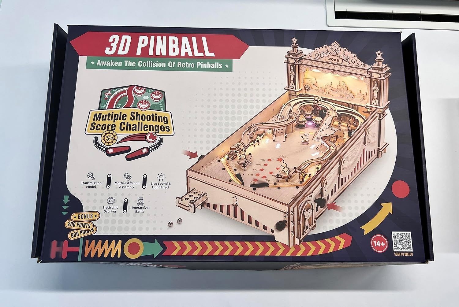 3D дървен пъзел Pinball - Функционираща игра пинбол след сглобяване