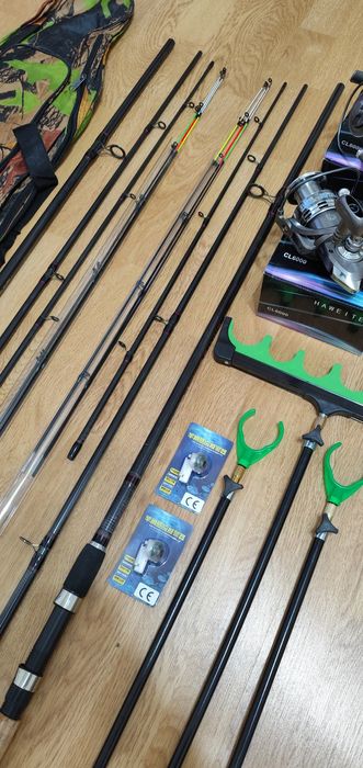 Set 2 Lansete Feeder Carbon 3,90m+2 Mulinete+Senzori,Husa,Suporti