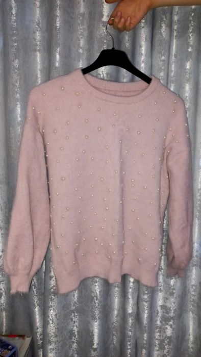 Pulover dama culoare roz pudrat, marime L