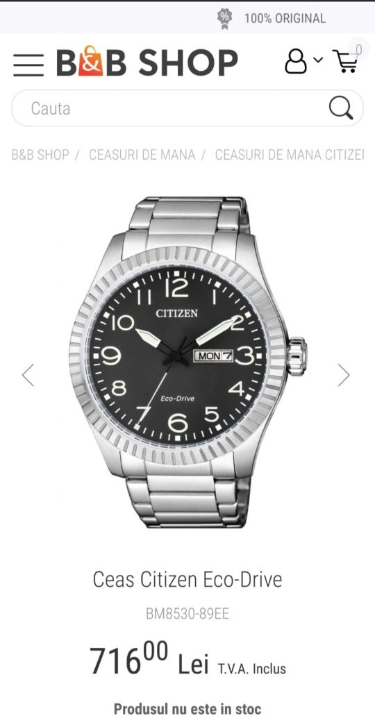 Citizen  Eco Drive BM8530-89EE, solar, nou.