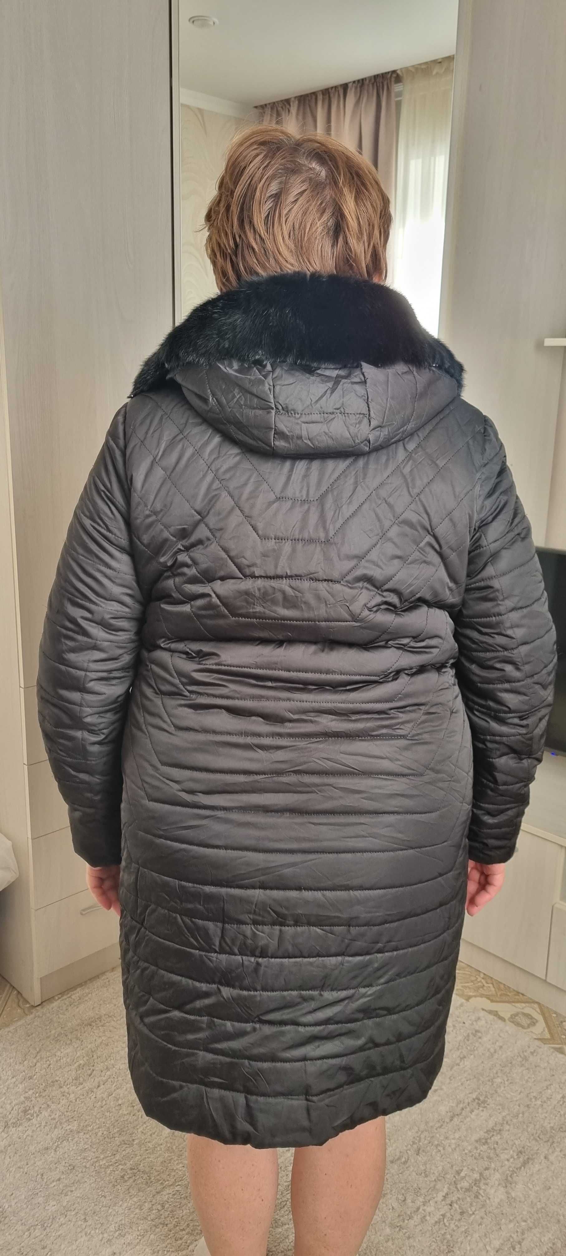 Зимняя куртка, пуховик, норковый капюшон, размер 52-54