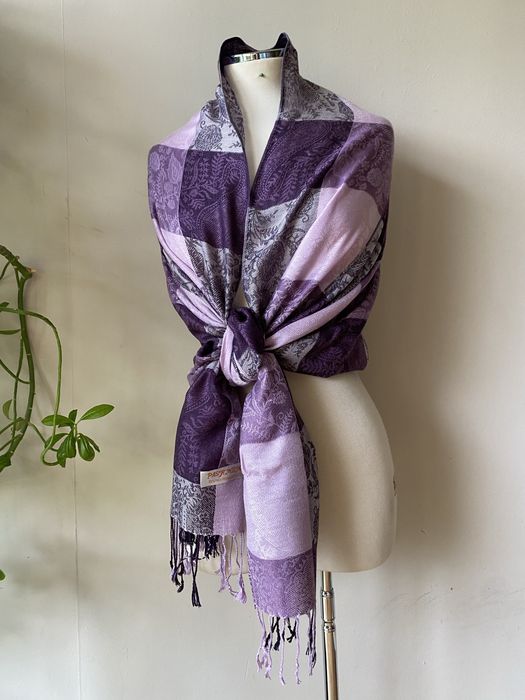 Лилав шал от кашмир, коприна, пашмина/ различни видове