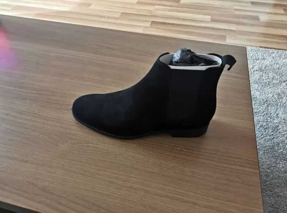 Botine elastice barbati din piele întoarsă neagră MANGO M41