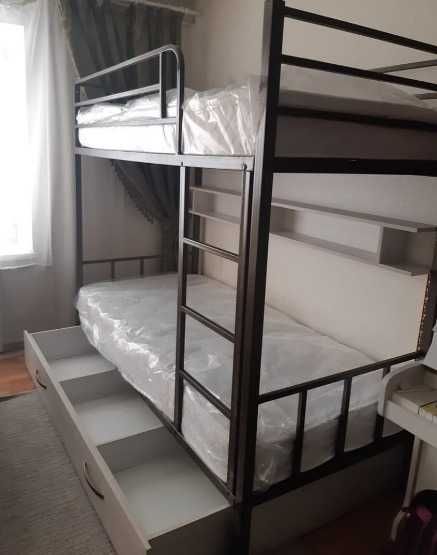 Металлические двухъярусные кровати для хостела. Усиленные, прочные.