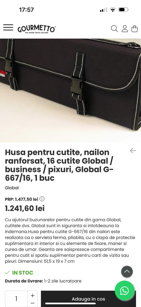 Husa pentru cutite G-667/16 marca Global ( noua )