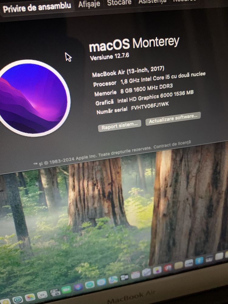 Laptop Apple MacBook Air Slim intel core i5,8gb ram,SSD 256gb memorie.
