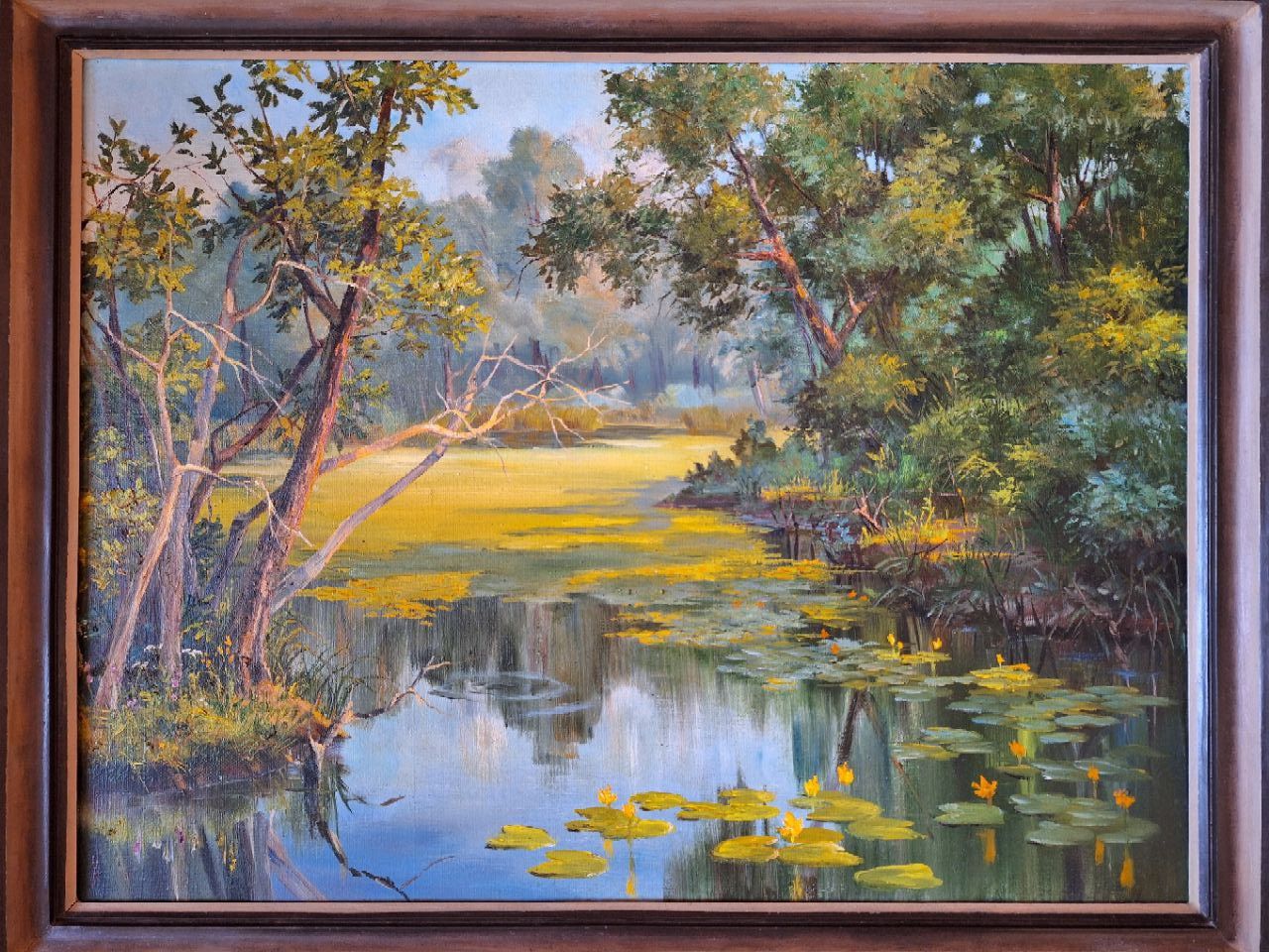 Картина на холсте "Заросший пруд с кувшинками" Печенкина.О