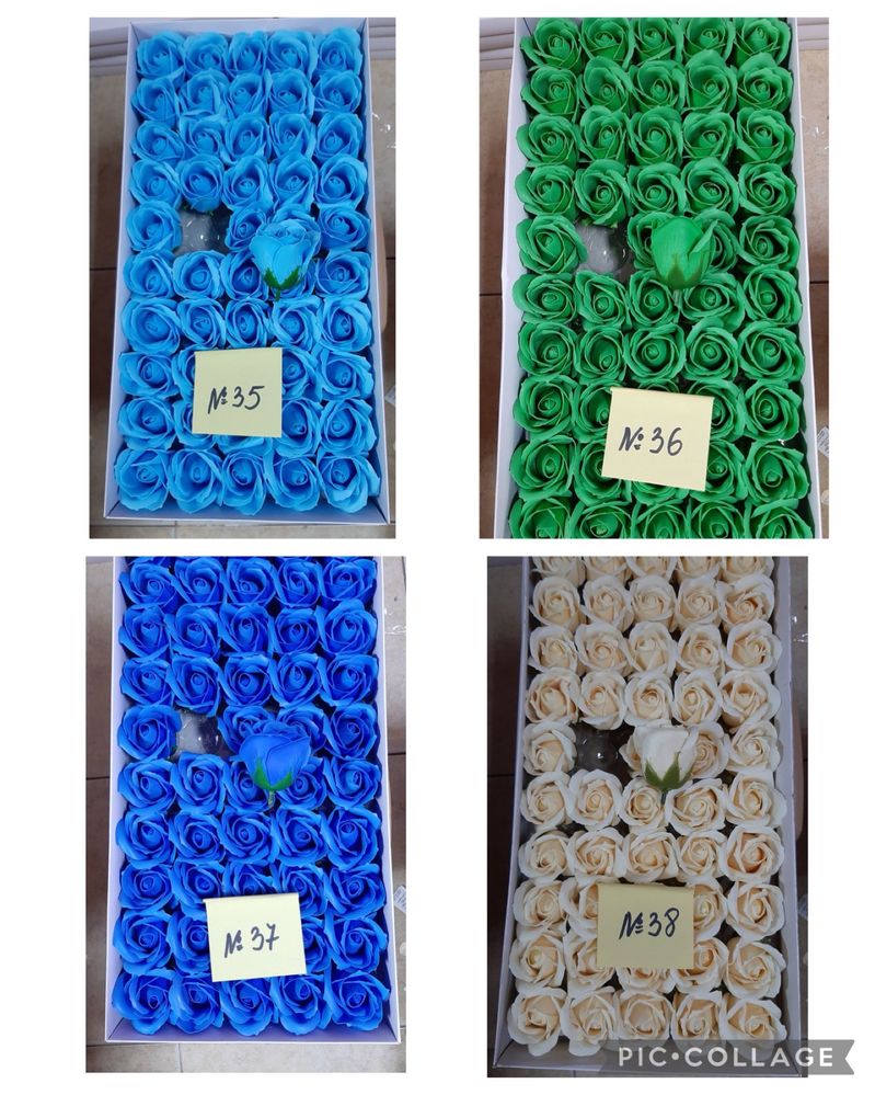 Сапунени рози НОВИ! 38 цвята Цени на едро и дребно 50бр в кутия