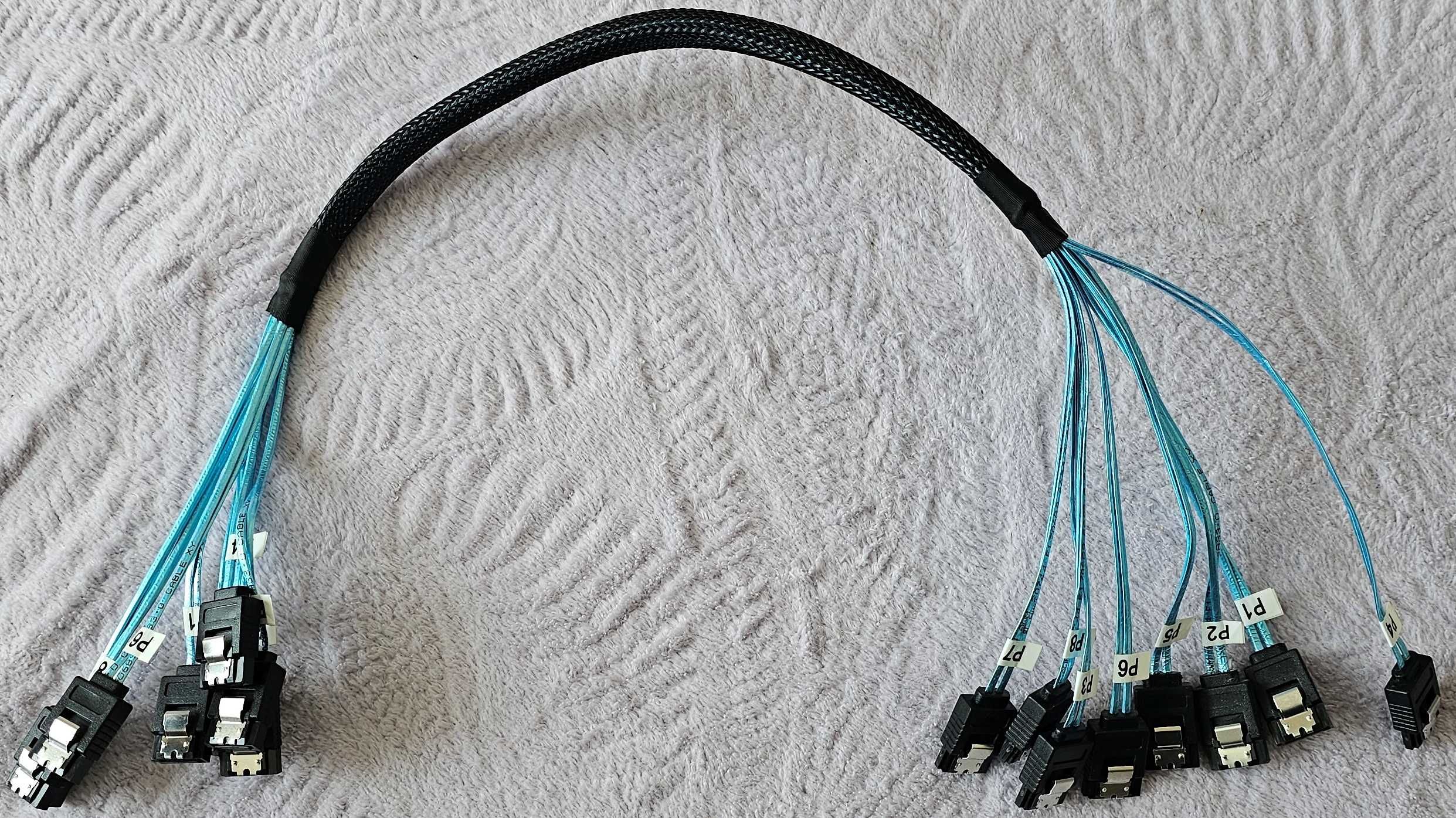 8 х 7Pin Male Data SATA3 / SATAIII SAS 6Gbps кабел - 50 см