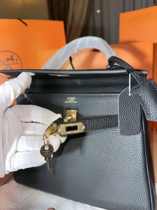 Geanta Hermes Kelly 25cm Black/Accesorii Gold