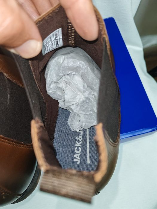Удобни мъжки боти от естествена кожа Jack&Jones №46, 70 лв