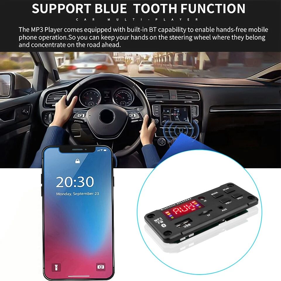 Авто AUDIO Player Bluetooth 5.0 модул за вграждане 5V-12 V,MP3/WMA/SD