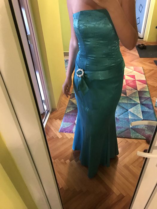 Rochie de gala lunga turcoaz