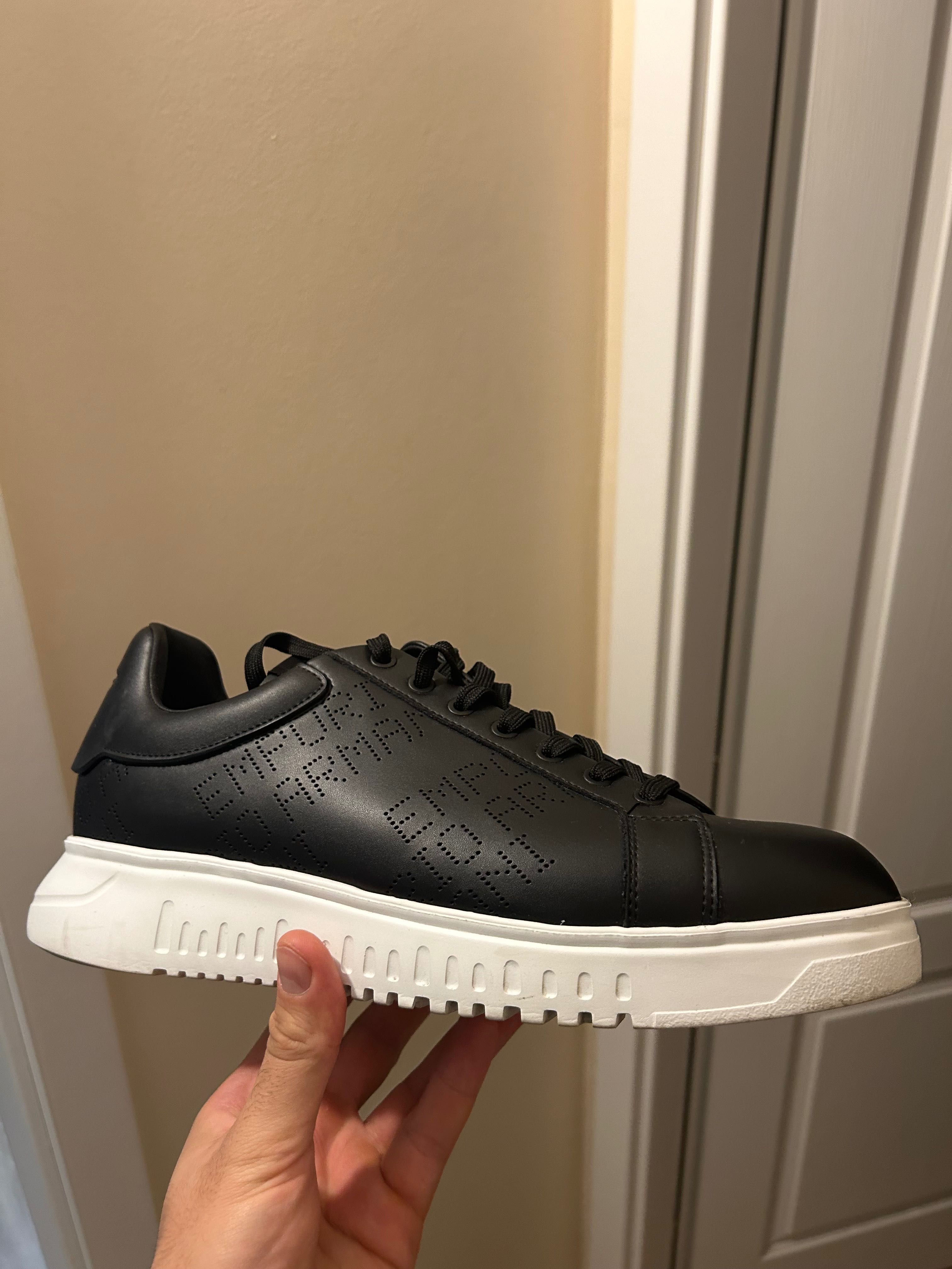 Кожени маратонки Emporio Armani - Черни