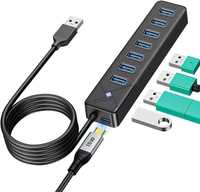 GiGimundo 7-портов USB хъб 3.0, 1M кабел с допълнителни 5V/3A