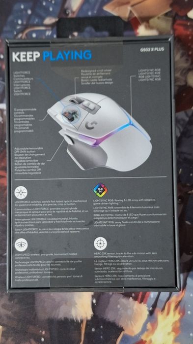 Mouse Gaming Wireless LOGITECH G502 X PLUS, Dual-Mode, 25600 dpi, Whit
