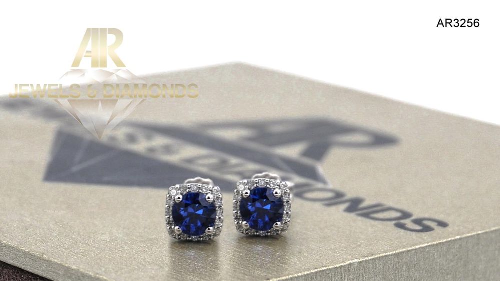 Cercei Aur Alb cu Diamant model nou ARJEWELS (AR3256)