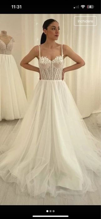 Rochie de mireasa alba + 2 accesorii de par