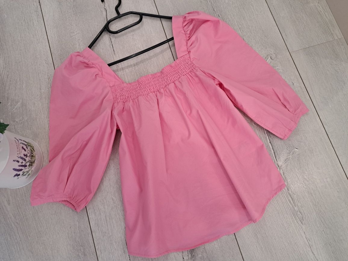 H&M риза памук в розово р-р С