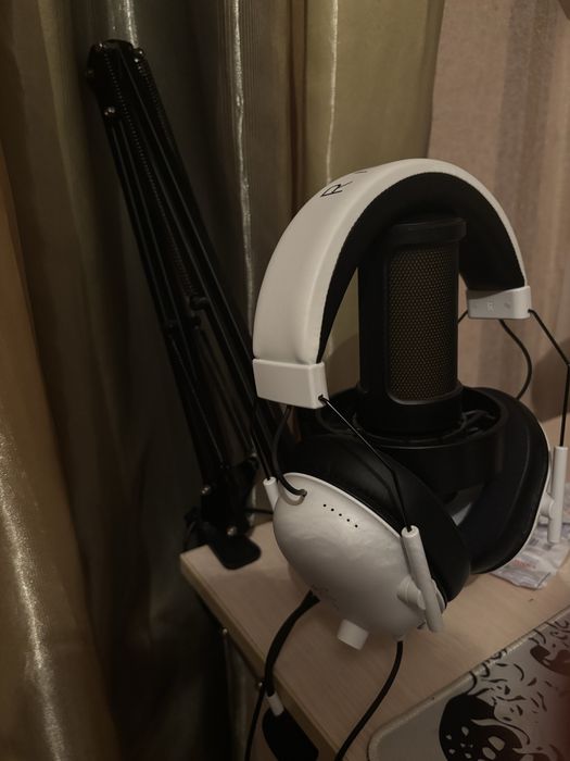 Игровые наушники + микрофон на пантографе