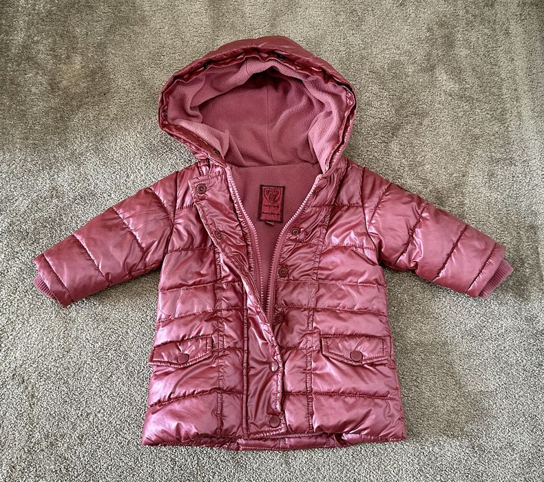 Geacă de iarnă cu glugă pt fetițe, Grain de blé, 74 (9-12 luni), roz