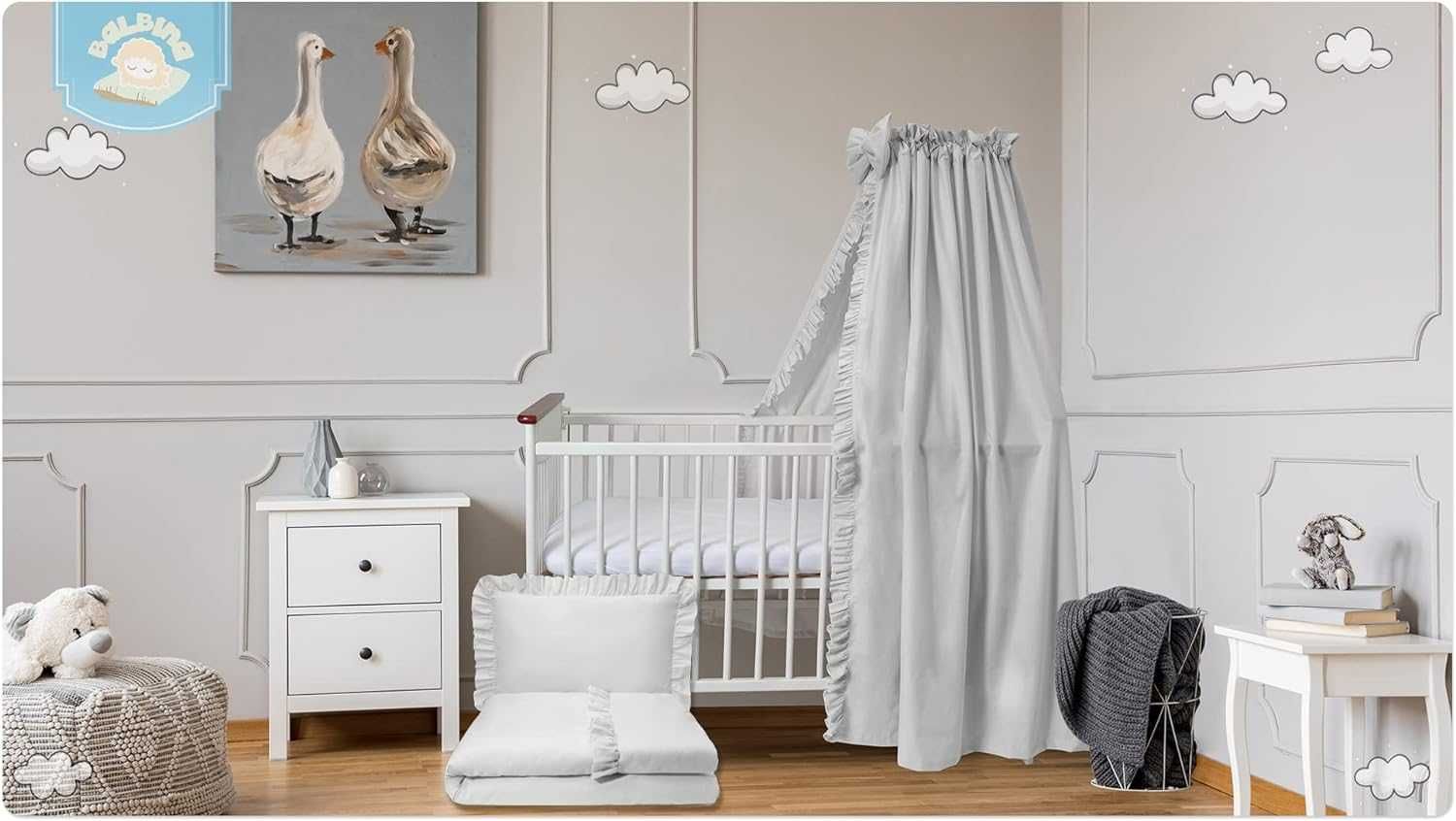 Baldachin bebe copii bebelusi, bej 240 x 165, bumbac, nou.