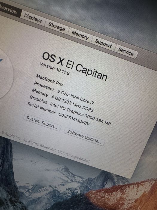 Macbook pro 15.4 inch i7, bateria defecta