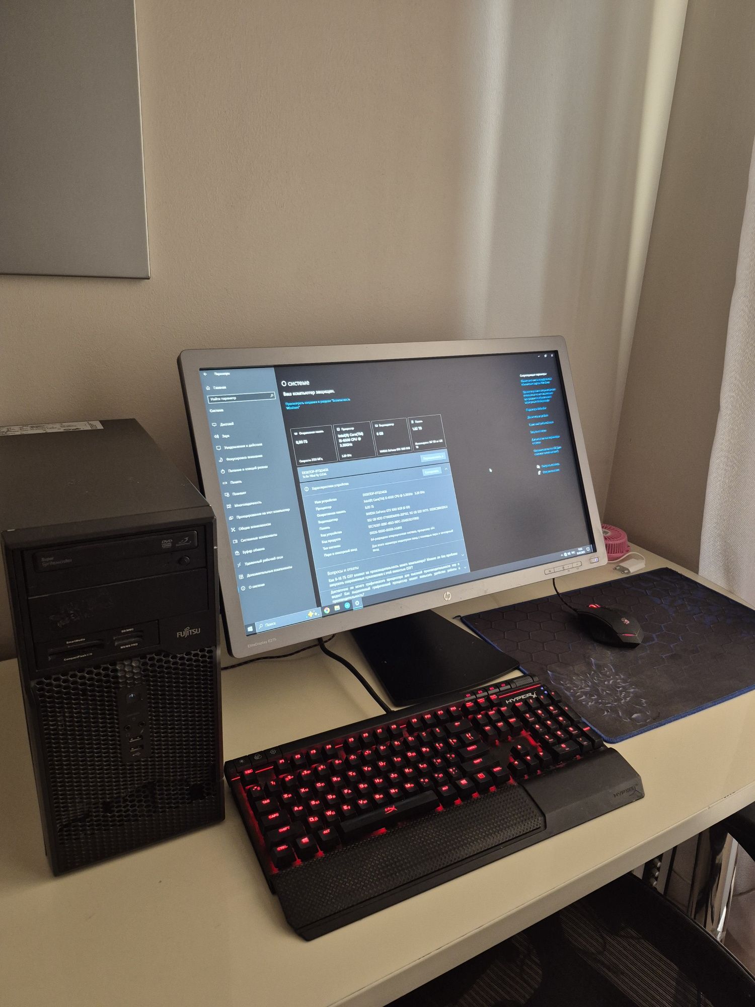 Продам игровой компьютер, монитор 27дюйм, игровую клавиатуру HuperX,