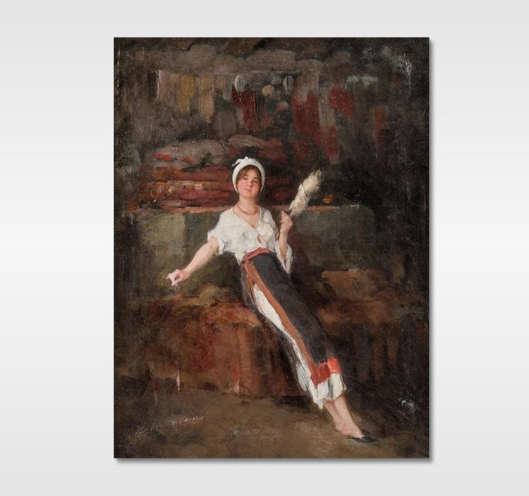 Tablou Nicolae Grigorescu - Țărancă torcând