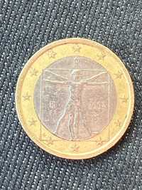 Moneda un euro omul Vitruvian