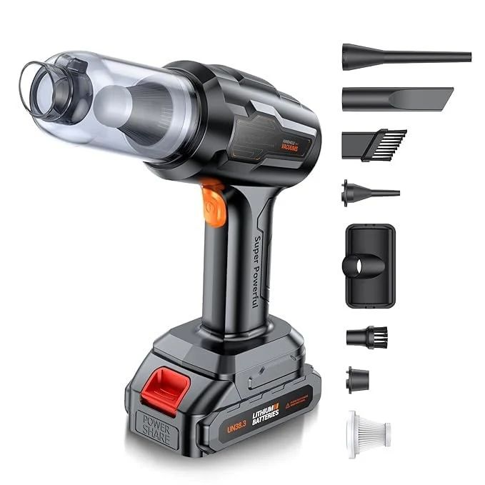 Aspirator si Suflanta de Aer Portabila, pentru masina, cu Acumulator